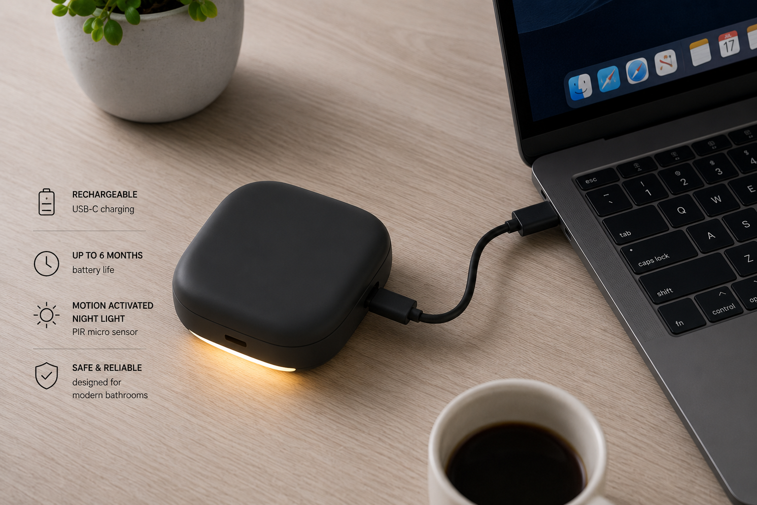 AeroGuard USB-C charging — up to 6 months battery life